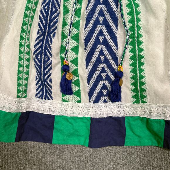 Anthropologie VERB Sz Small Sylvia Babydoll Top Embroidered Green Cotton Blend - Picture 6 of 10